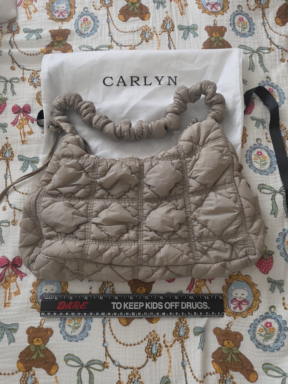 Carlyn Taupe Quilted Shoulder Bag
